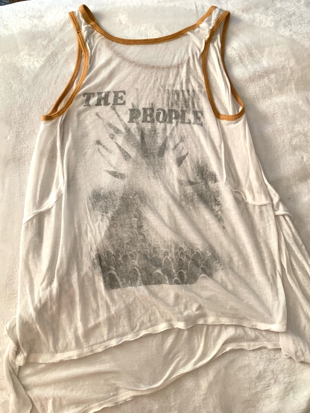 (We the free) Free People Marquee Concert Burnout Tank White Sunflower XS